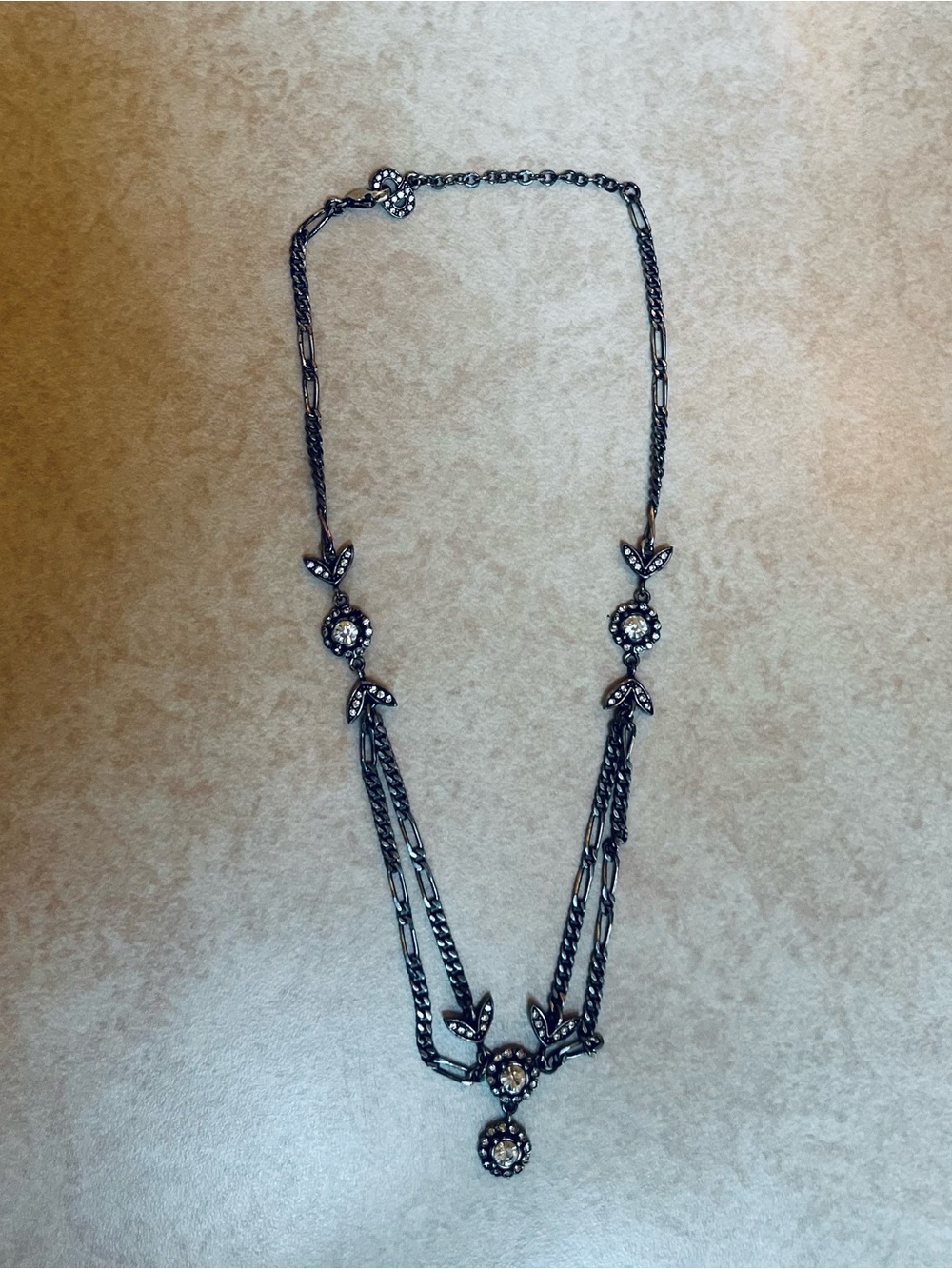 Vintage Christian Dior Rhinestone & Metal Necklace